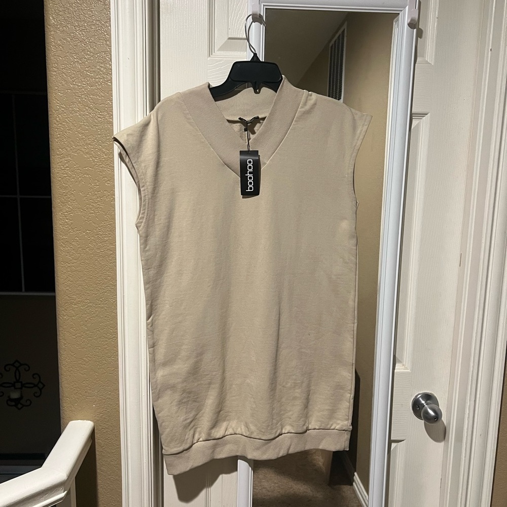 Boohoo V NECK SLEEVELESS SWEATSHIRT DRESS